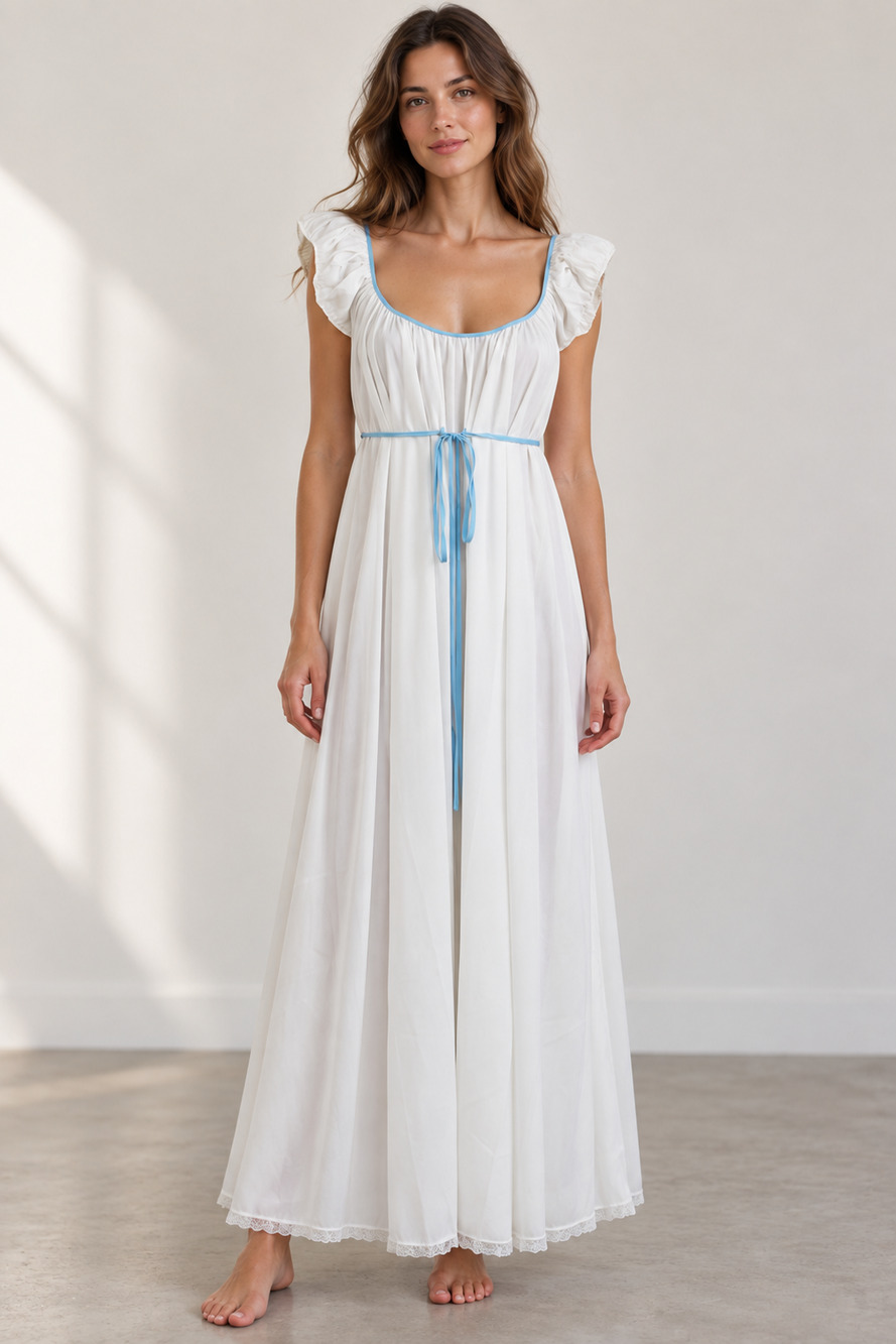 VTG Lucie Ann Claire Sandra Beverly Hills Ivory Full Sweep Nylon Nightgown 36